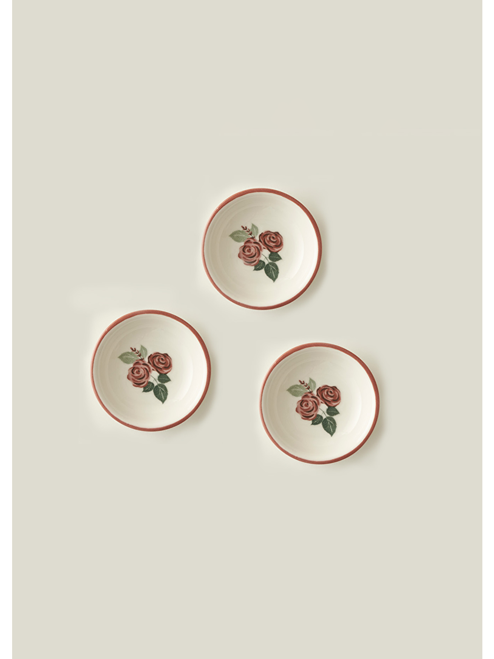 Karışık Rose Porselen 3'lü Kase (9 cm)