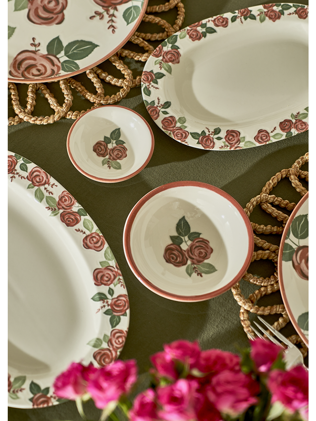 Karışık Rose Porselen 3'lü Kase (9 cm)-1