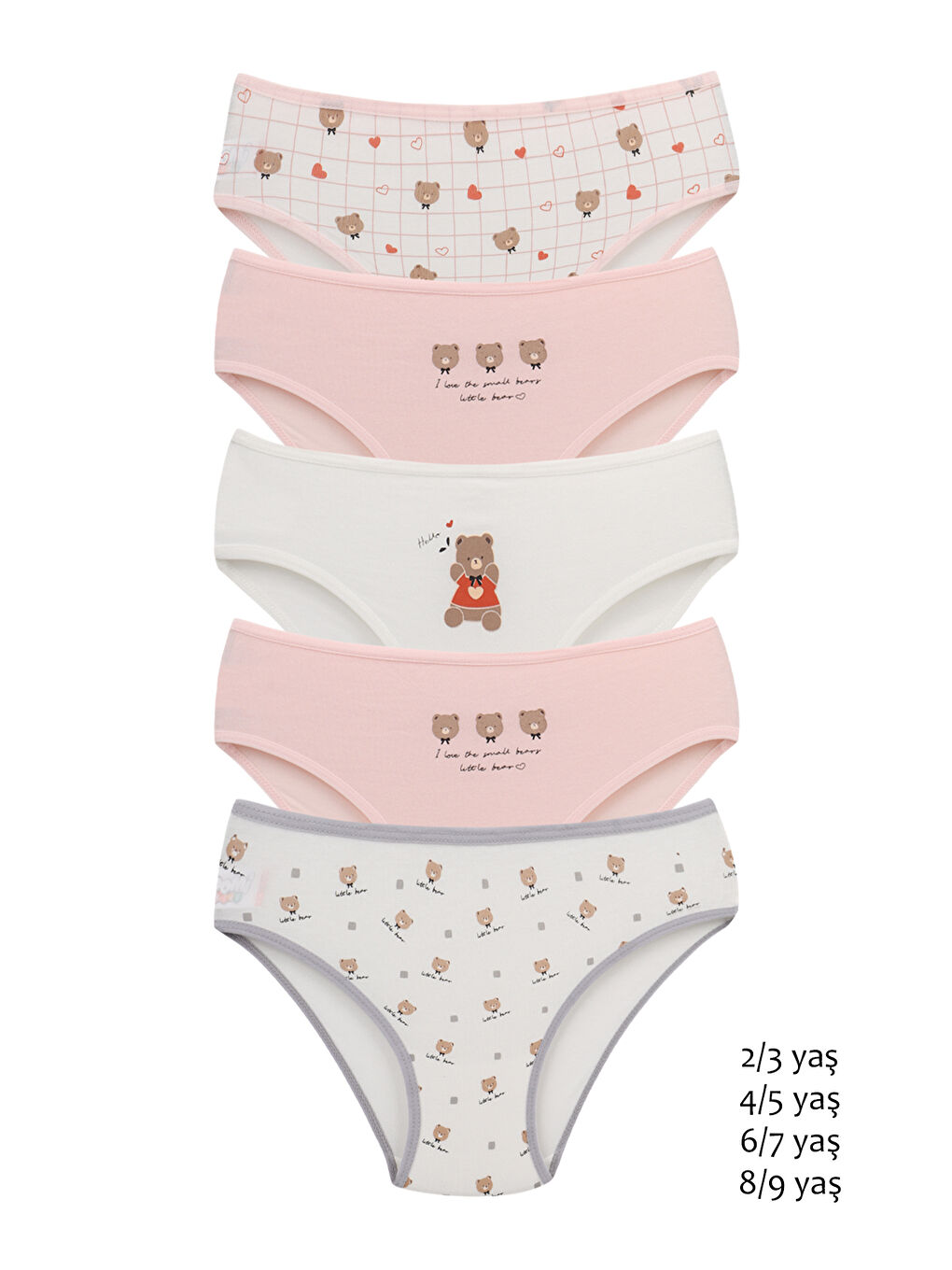 Karışık Kız Çocuk-Bebek Basklı Pamuklu Külot 5'li Paket