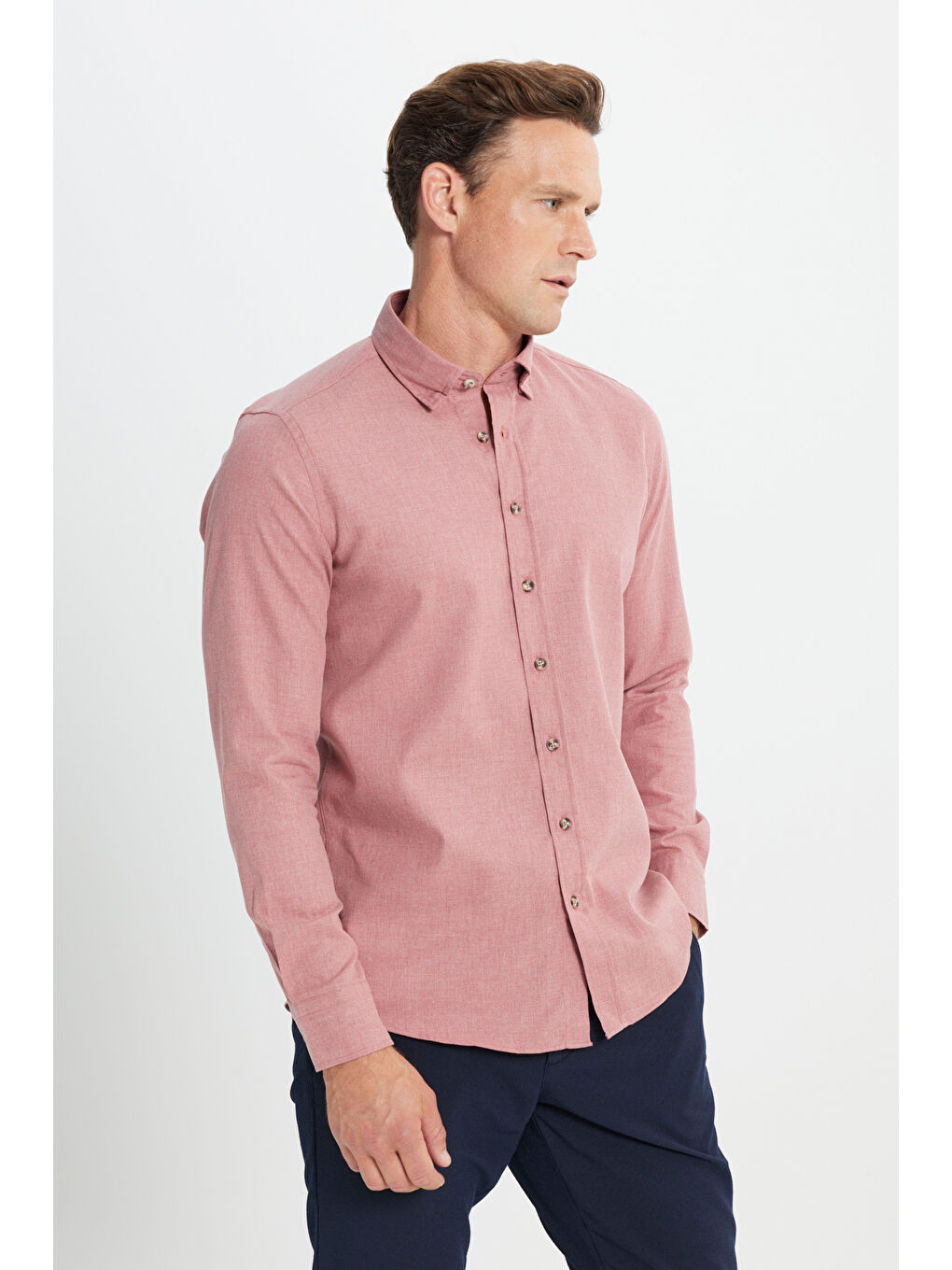 Erkek Bordo Slim Fit Dar Kesim Düğmeli Yaka Flanel Oduncu Kışlık Gömlek-3