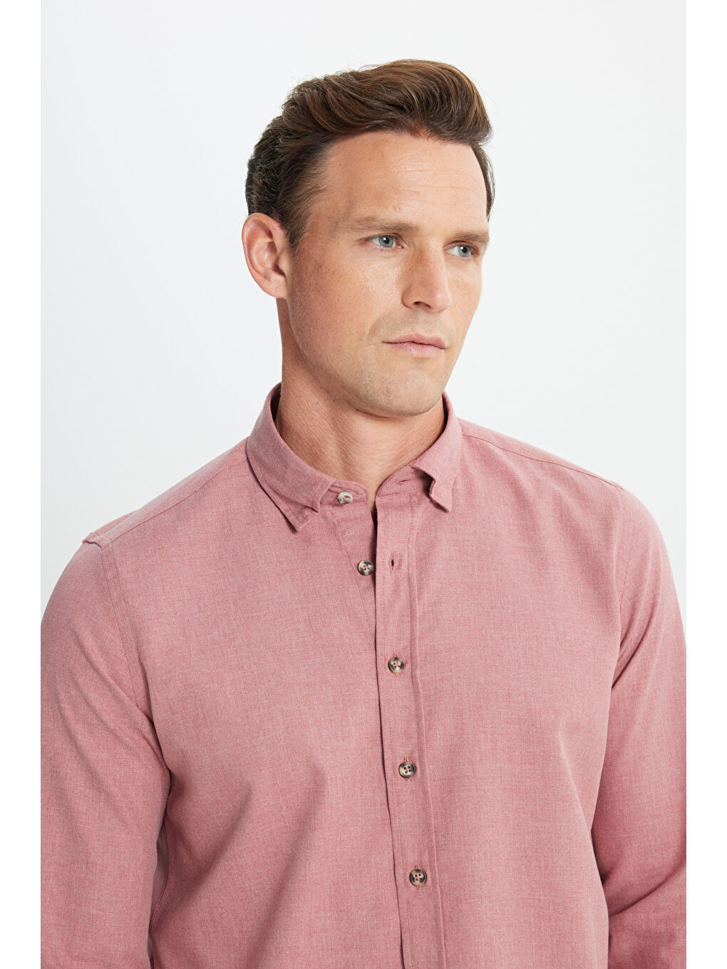 Erkek Bordo Slim Fit Dar Kesim Düğmeli Yaka Flanel Oduncu Kışlık Gömlek-4