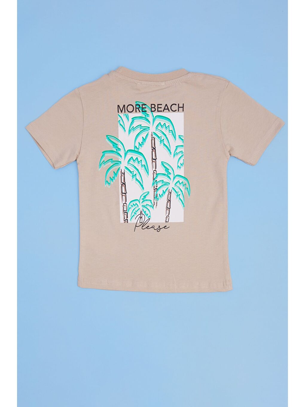 Bej More Beach Baskılı Erkek Çocuk Tişört-1