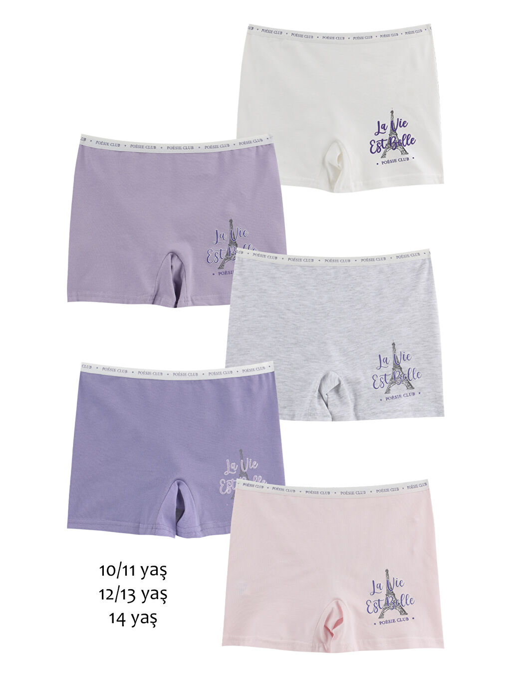 Karışık Kız Çocuk Renkli Pamuklu Boxer 5'li Paket
