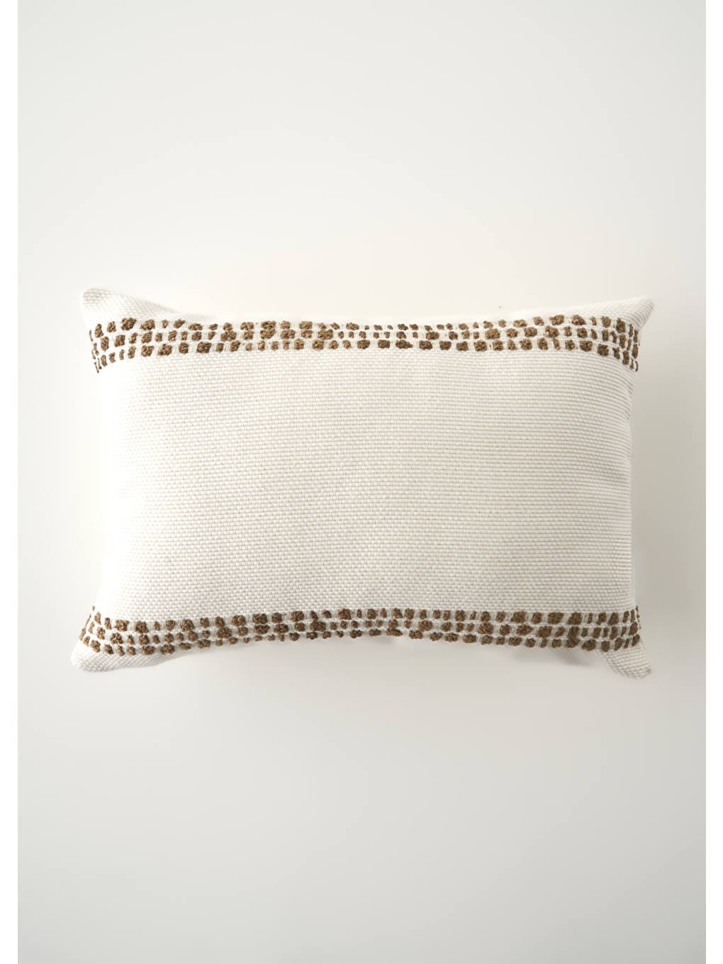 Kahverengi Tassel Dekoratif Kırlent Kılıfı Krem (35x50 cm)