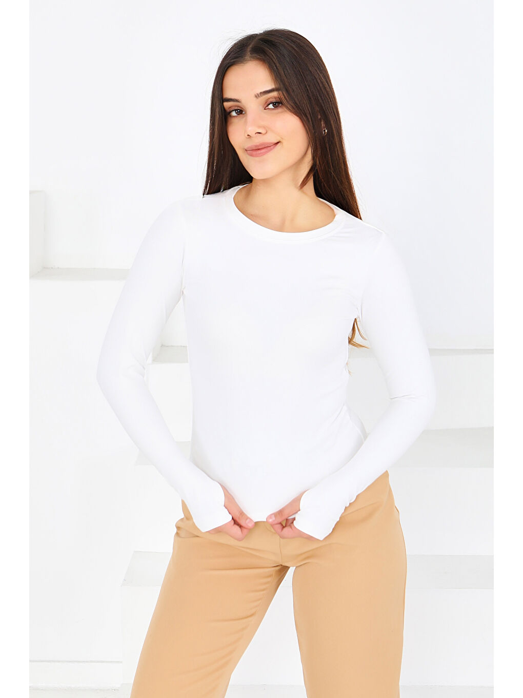 Parmak Geçmeli Modal Bady Beyaz - 27800-BEYAZ-1