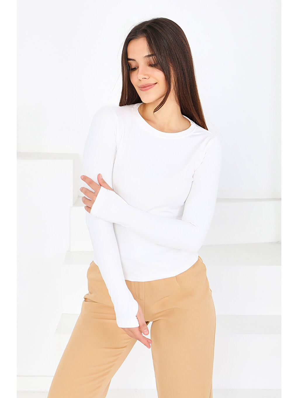 Parmak Geçmeli Modal Bady Beyaz - 27800-BEYAZ-2