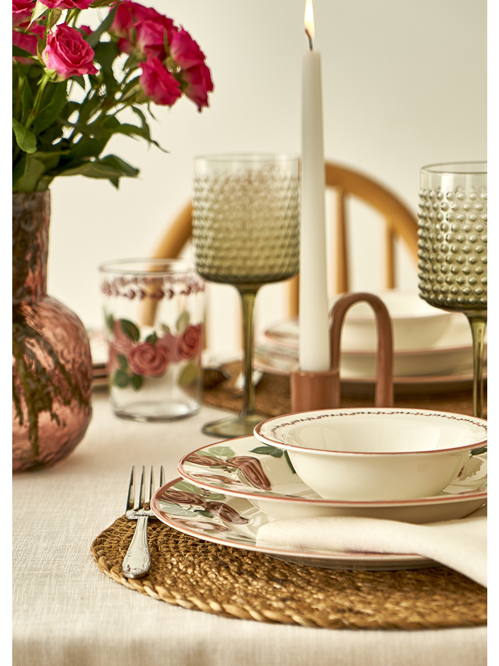 Karışık Rose Porselen Bordürlü Servis Tabağı (27 cm)-4