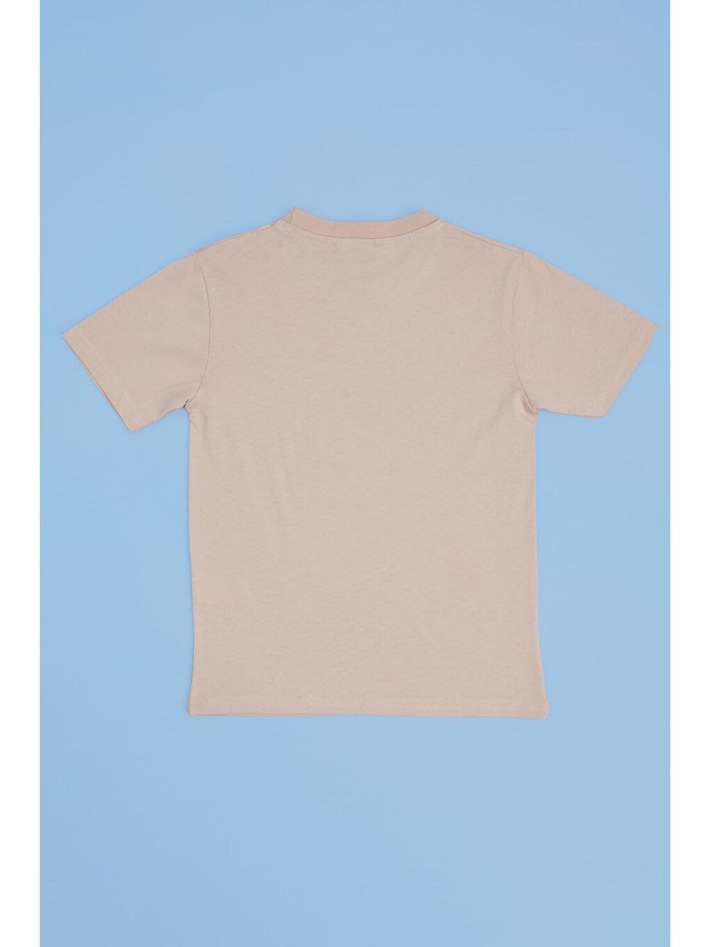 Bej Ejderha Baskılı Bisiklet Yaka Erkek Çocuk Tişört-1