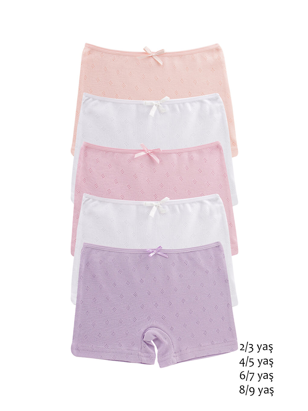 Karışık Kız Çocuk Ribana %100 PAMUK Boxer 5'li Paket