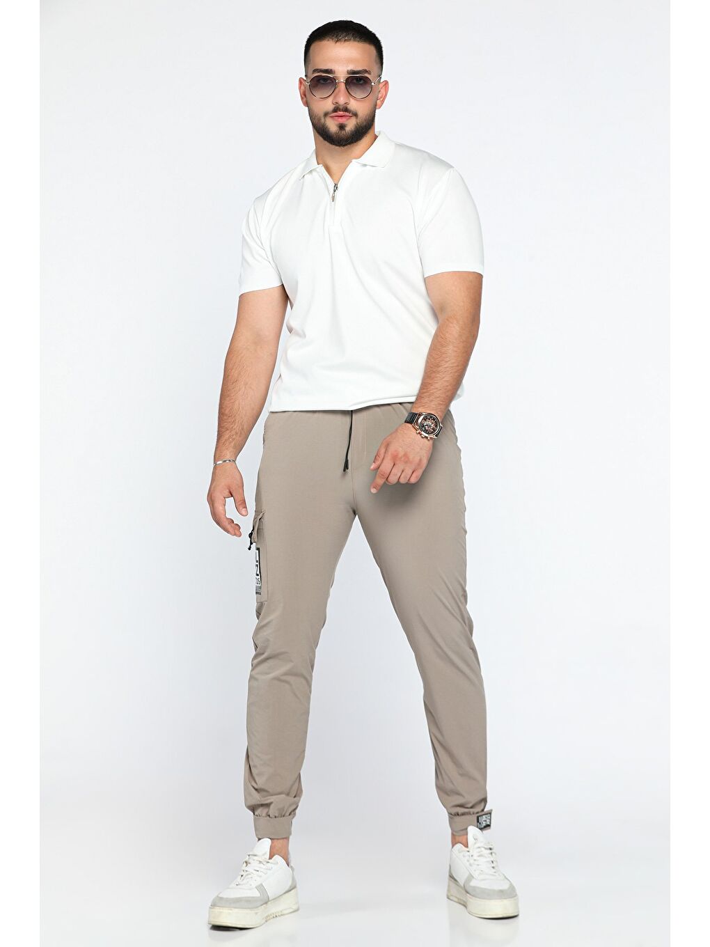 Mishar İtalia Bej Paraşüt Paça Cırtlı Slim Fit Jogger Pantolon - 2