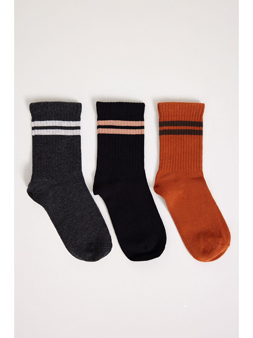 3'Lü Paket Şeritli Erkek Çocuk Soket Çorap Siyah Mix
