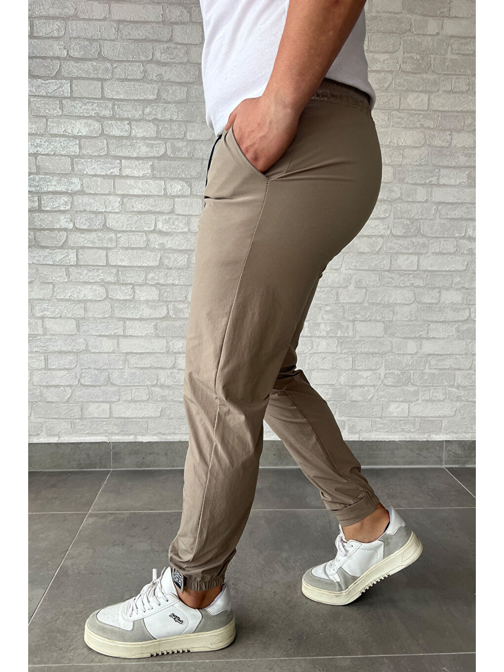 Mishar İtalia Bej Paraşüt Paça Cırtlı Slim Fit Jogger Pantolon - 3