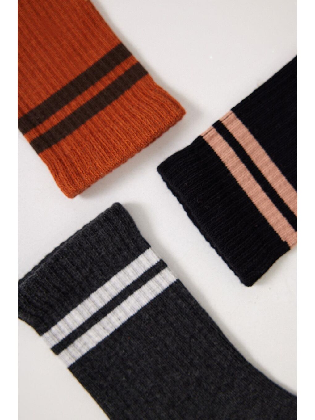 3'Lü Paket Şeritli Erkek Çocuk Soket Çorap Siyah Mix-1