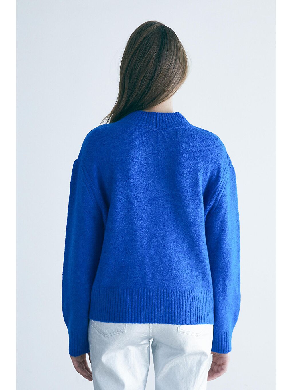 Gri Gümüş Varak Sıvamalı Yüksek Bel Denim Pantolon-5