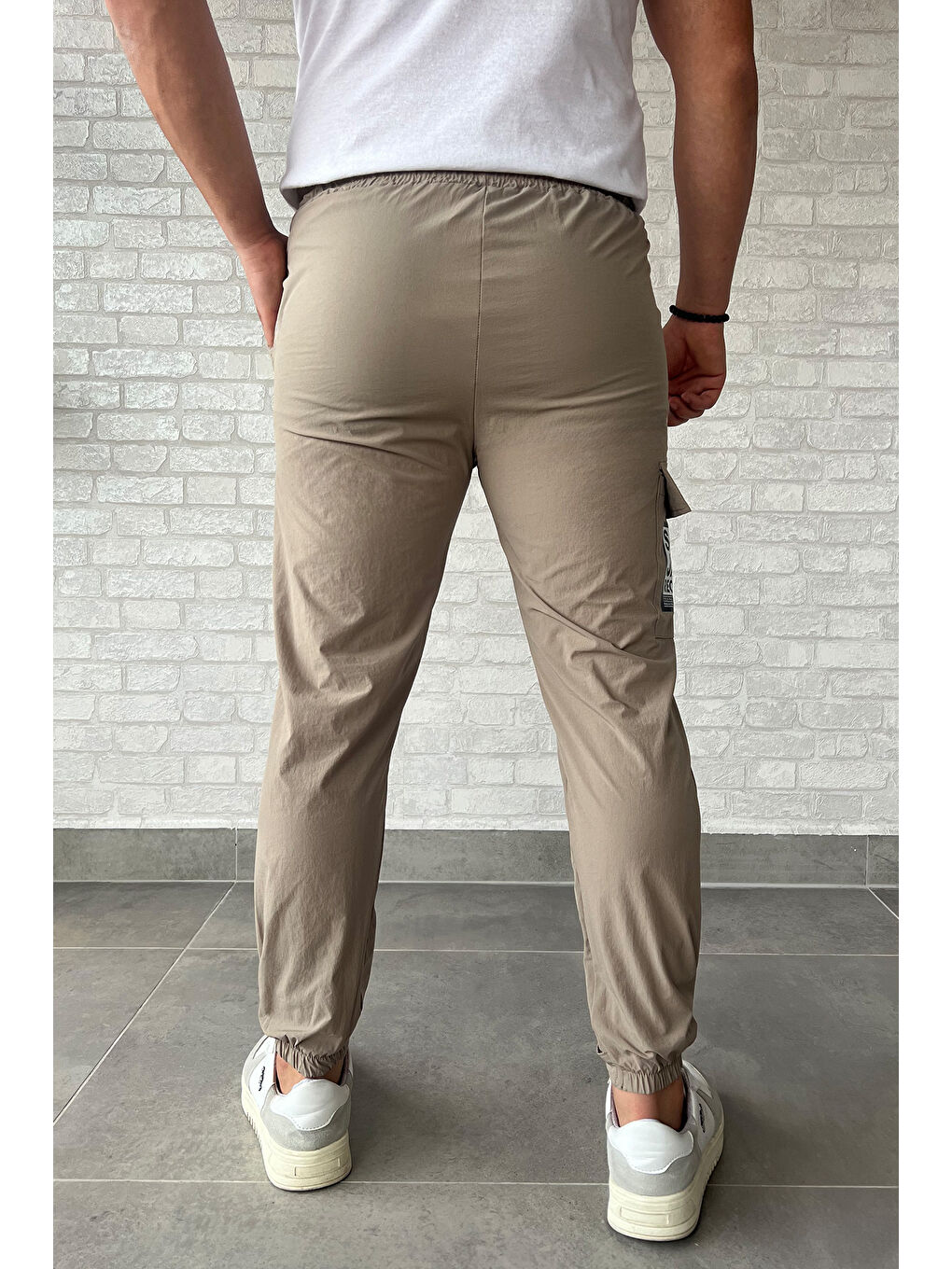 Mishar İtalia Bej Paraşüt Paça Cırtlı Slim Fit Jogger Pantolon - 5