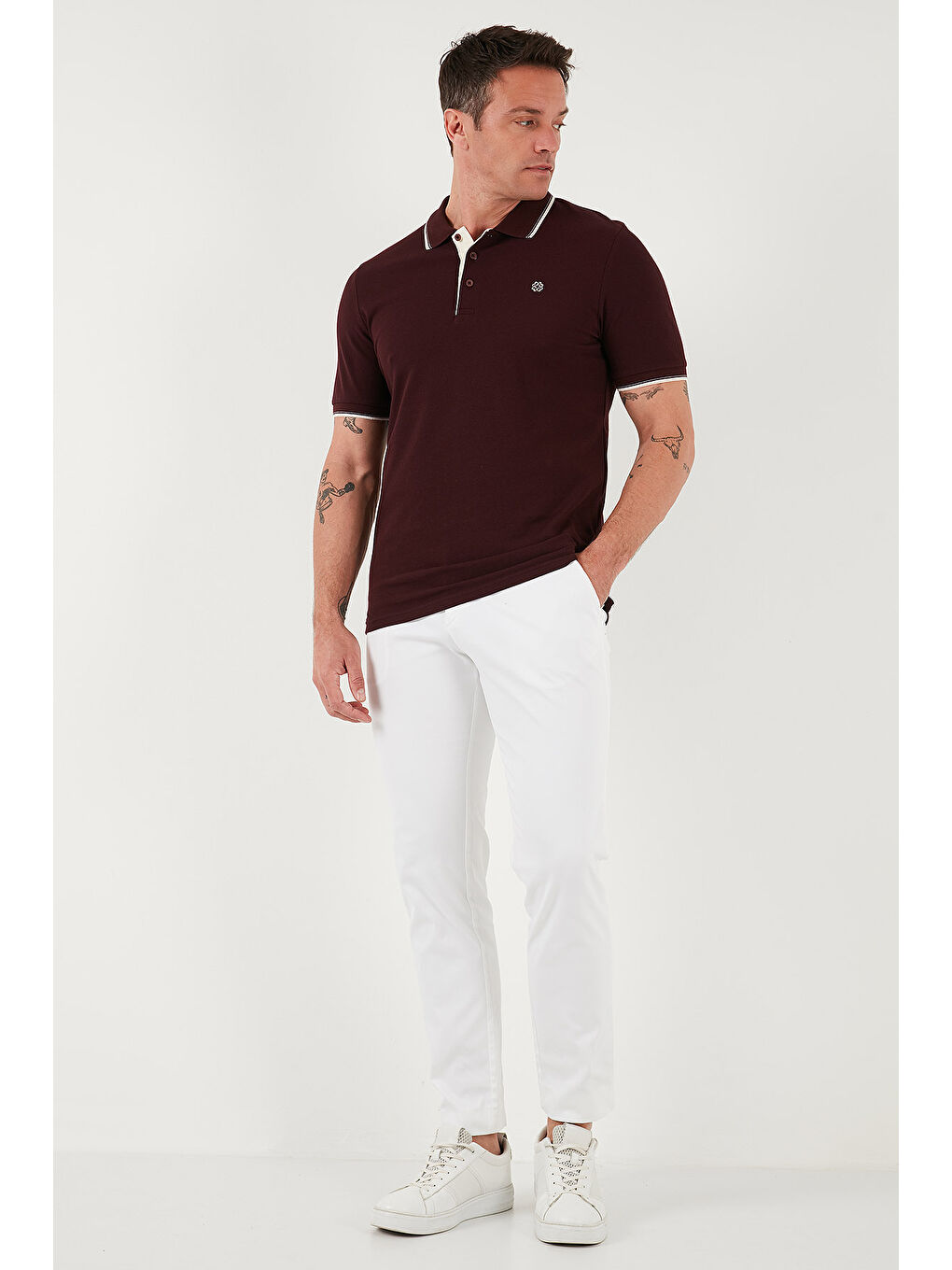 Siyah Pamuklu Slim Fit Şerit Detaylı Düğmeli Polo Yaka 4'lü Paket %100 Pamuk Tişört 5902118S4-5