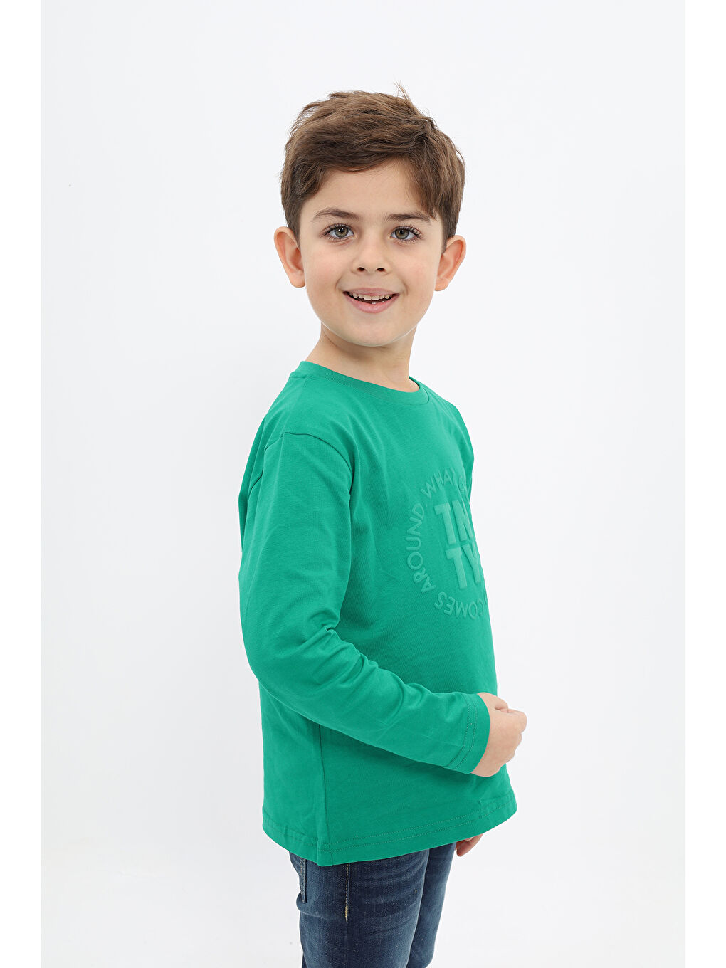 Yeşil Erkek Çocuk Baskılı Tişört-1