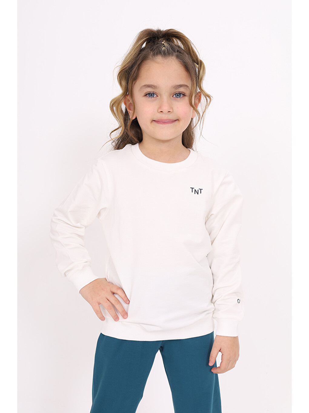 Ekru Unisex Çocuk Baskılı Sweatshirt