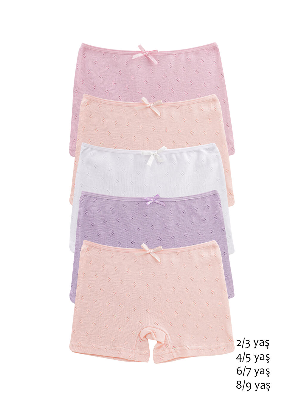 Karışık Kız Çocuk Ribana %100 PAMUK Boxer 5'li Paket-1