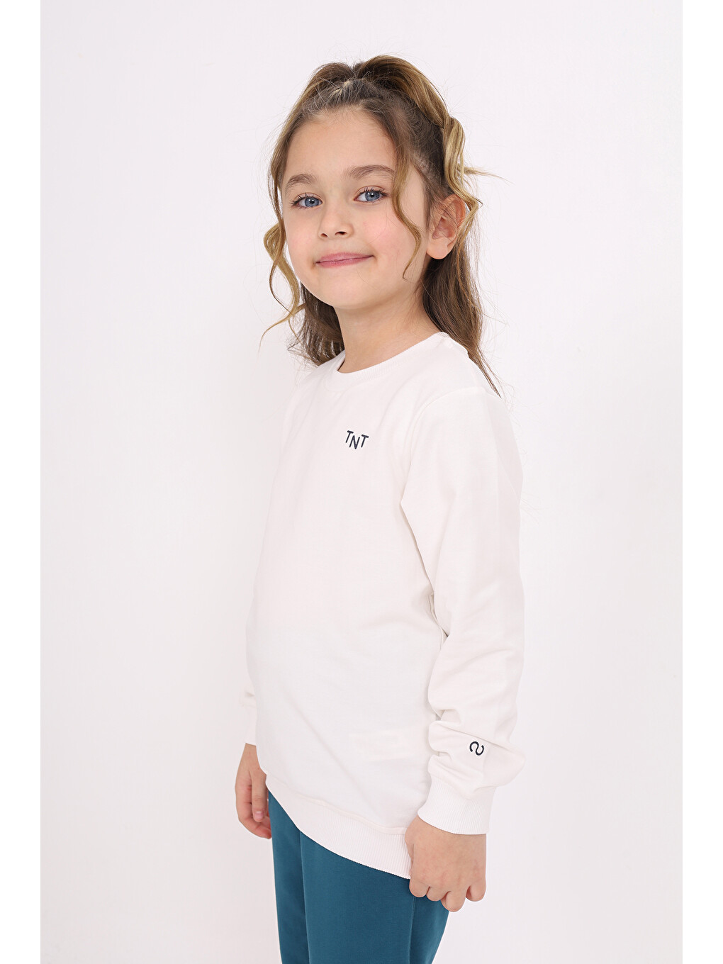Ekru Unisex Çocuk Baskılı Sweatshirt-1