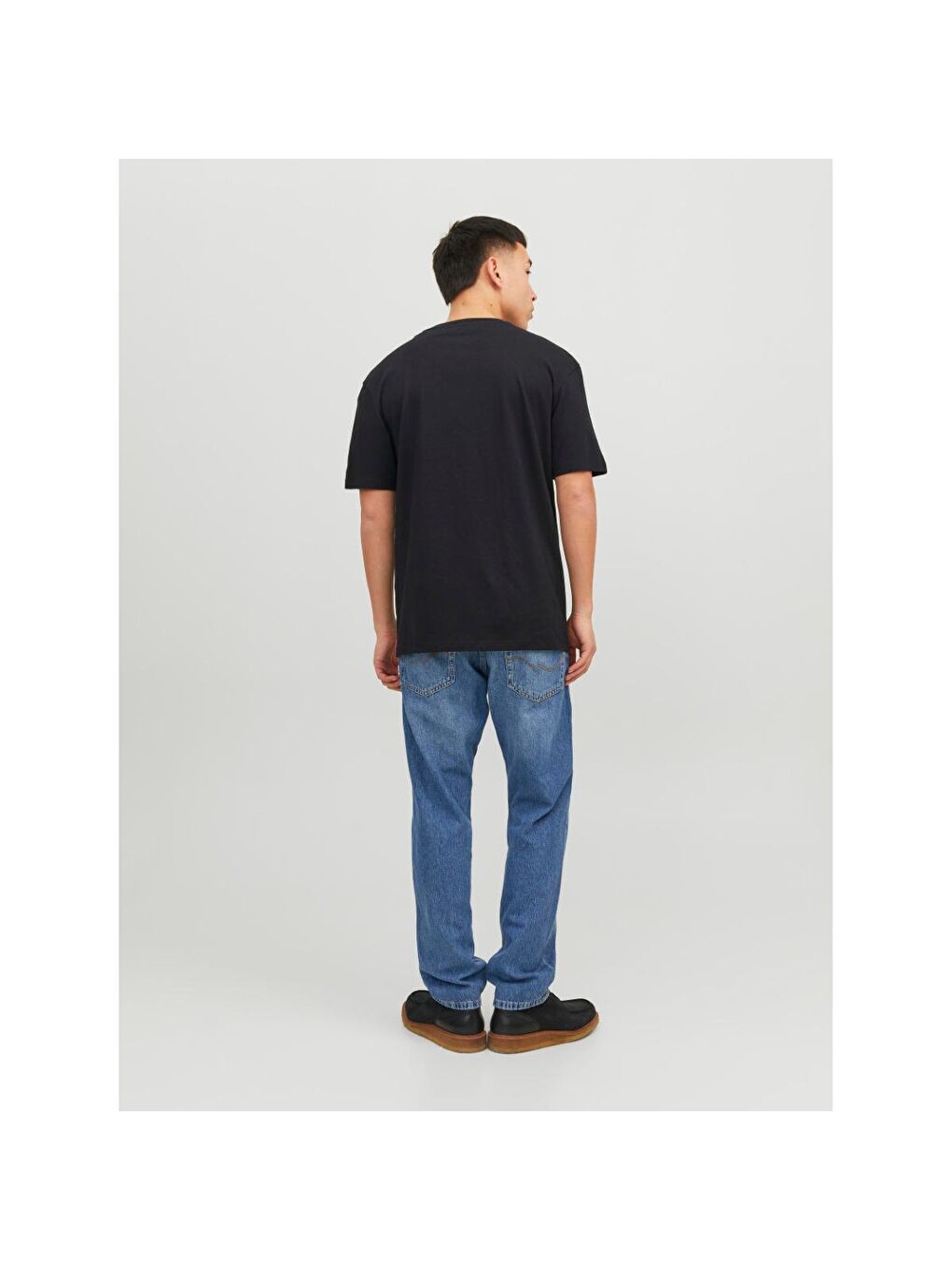 Star Erkek Siyah Yuvarlak Yaka Tişört-1