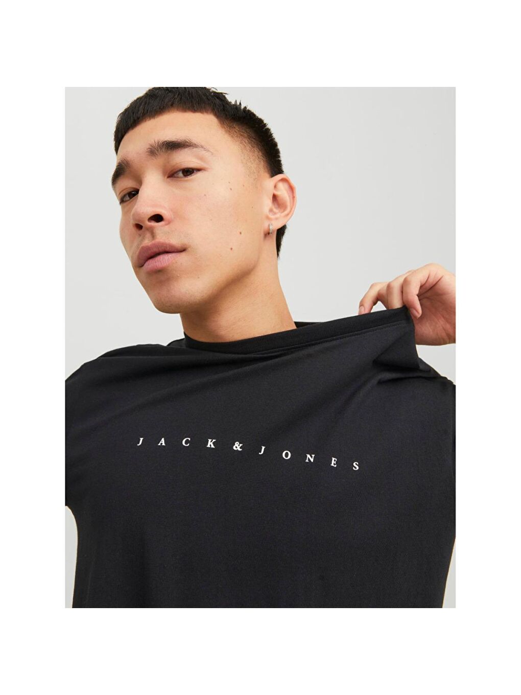 Star Erkek Siyah Yuvarlak Yaka Tişört-2