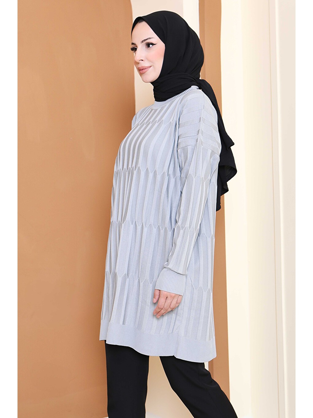 Janjanlı Triko Tunik Gri - 27797-GRI-2
