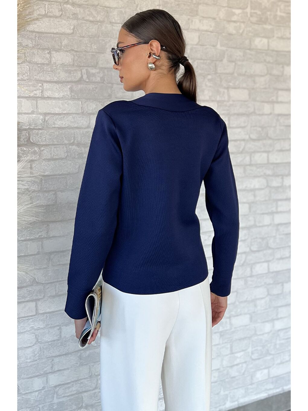 Lacivert Çift Cepli Düğmeli Triko Ceket (s,m,l Uyumludur)-2