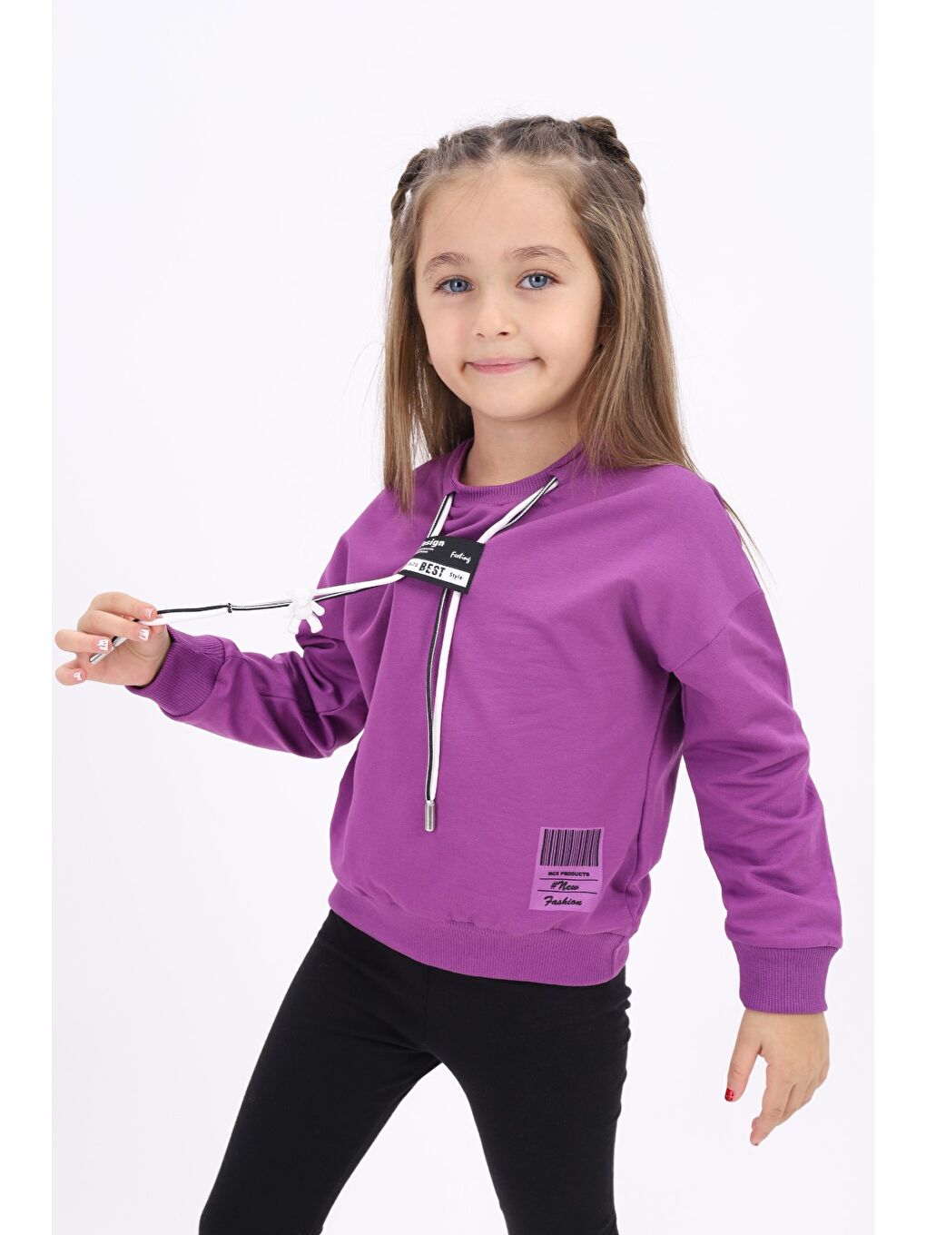 Toontoykids Mor Kız Çocuk Baskılı Sweatshirt