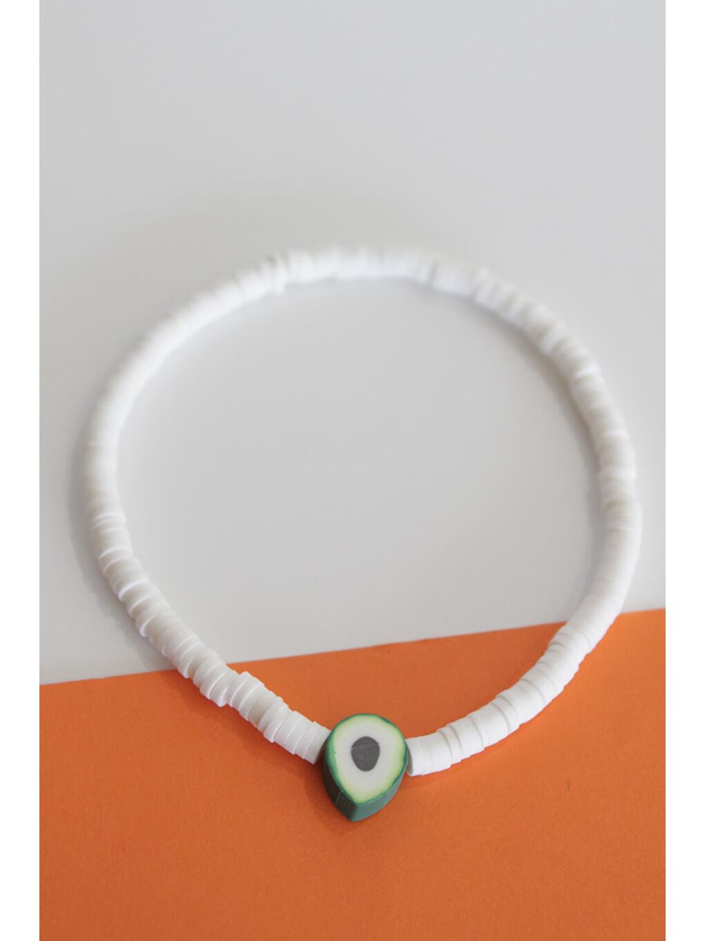 Fimo Boncuklu Beyaz Avakado Halhal