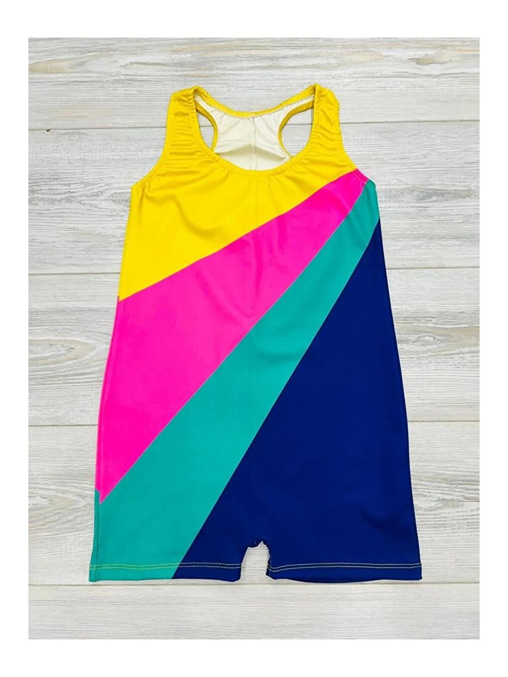 Karışık Kız Çocuk Yüzücü Şortlu Tek Parça Tulum Mayo Takımı 5-16 Yaş 12231-2