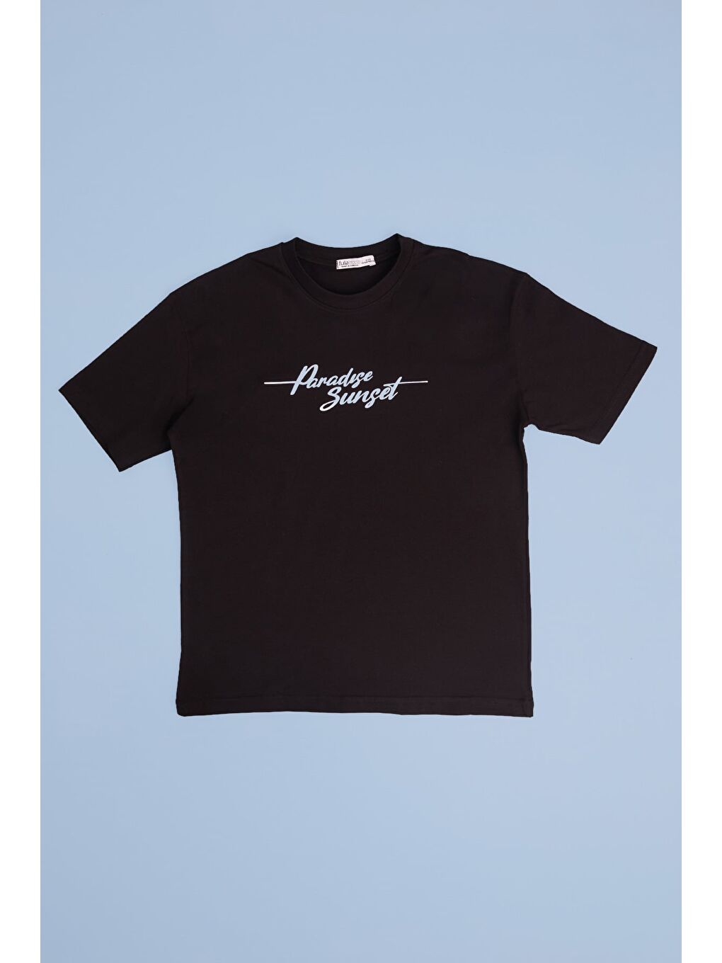 Siyah %100 Pamuk Yazı Ve Palmiye Baskılı Oversize Erkek Çocuk Tişört