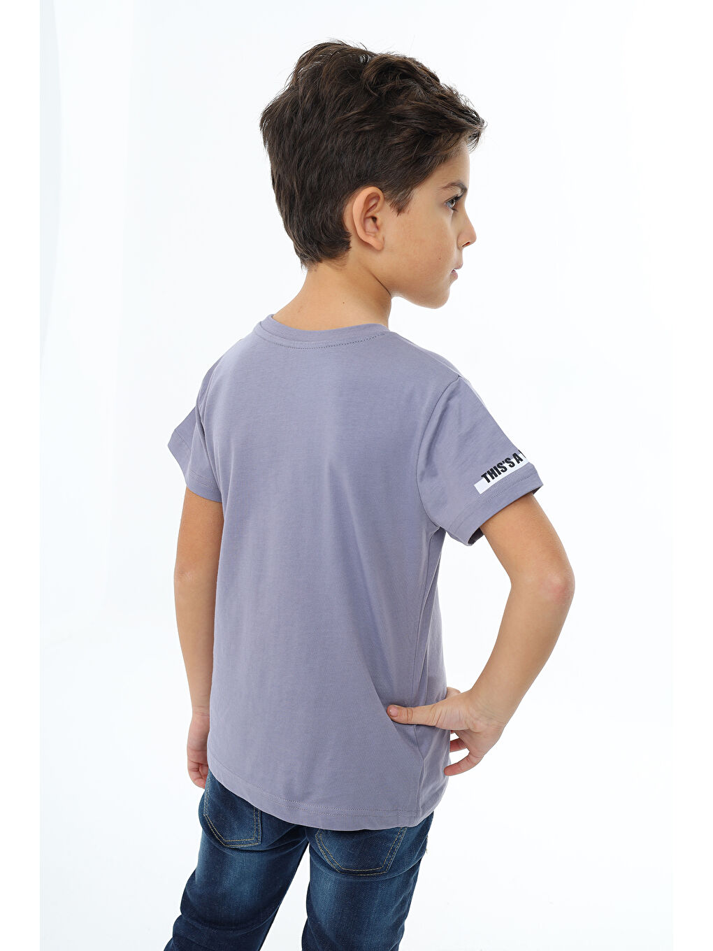 Gri Erkek Çocuk Baskılı Tişört-2