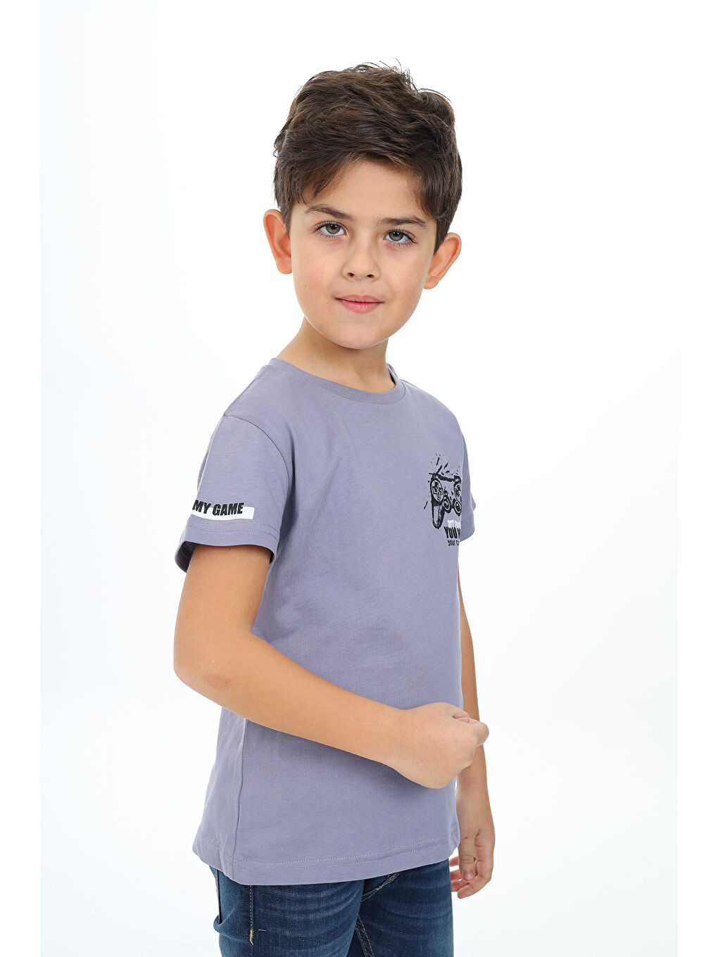 Gri Erkek Çocuk Baskılı Tişört-3