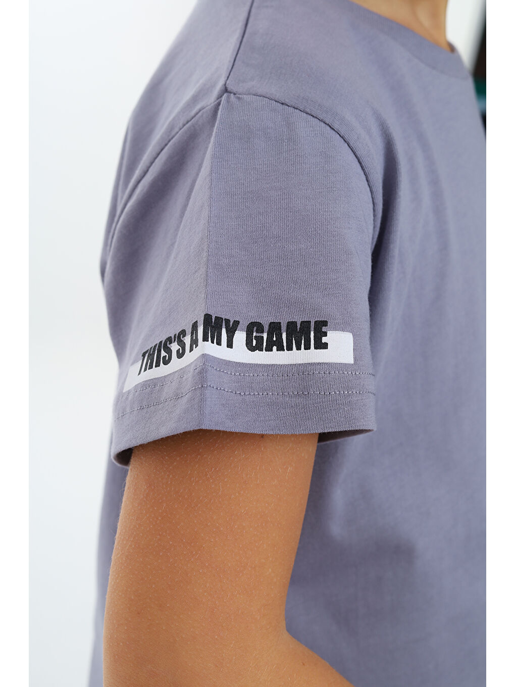 Gri Erkek Çocuk Baskılı Tişört-4