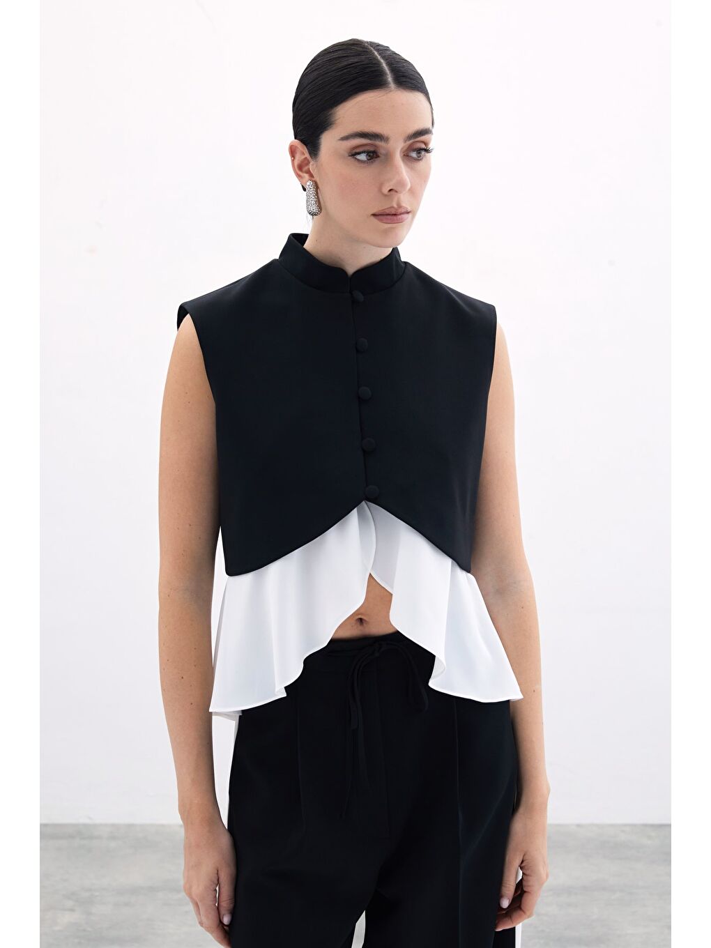 Kontrast Kısa Ceket - Siyah-2