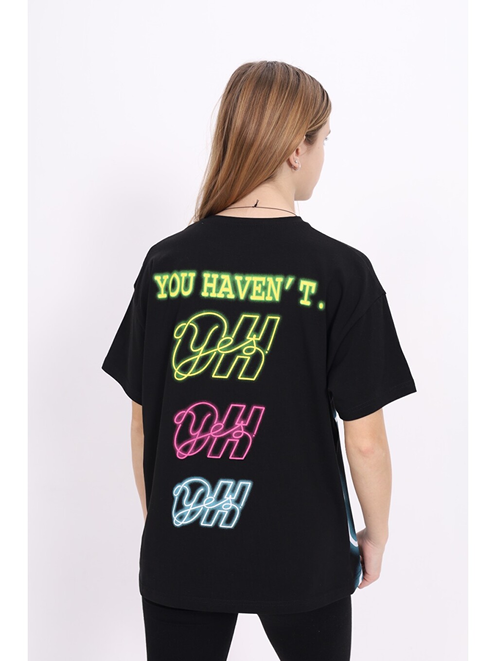 Siyah Unisex Çocuk Baskılı Tişört-1