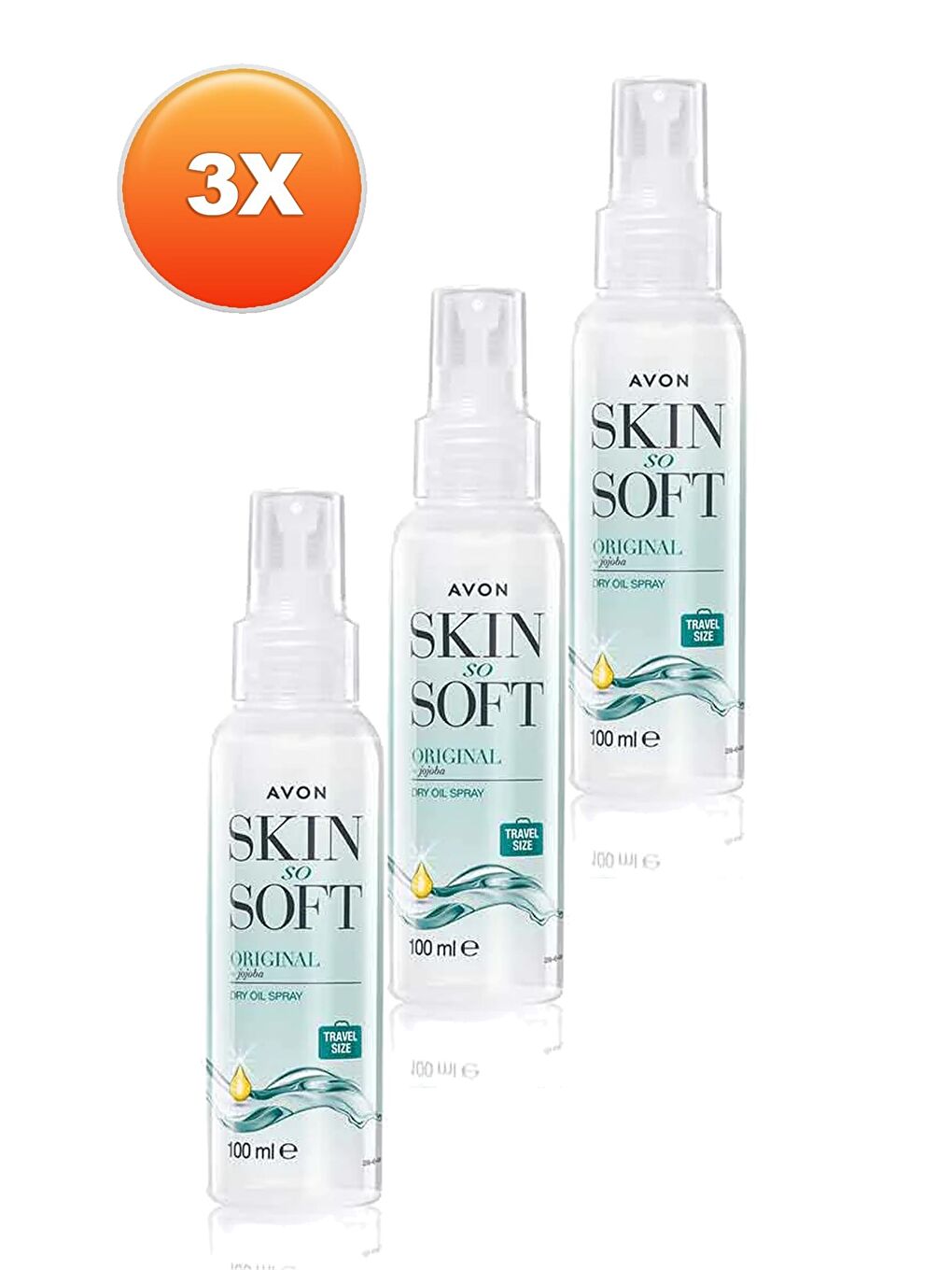 AVON Renksiz Skin So Soft Orijinal Kuru Yağ Vücut Spreyi 100 ml 3'lü Set - 1