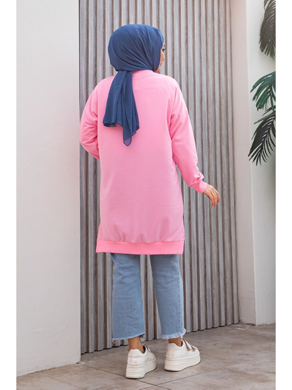 Armalı Yırtmaç Detaylı Vortex Tunik Pembe - 27952-PEMBE-1