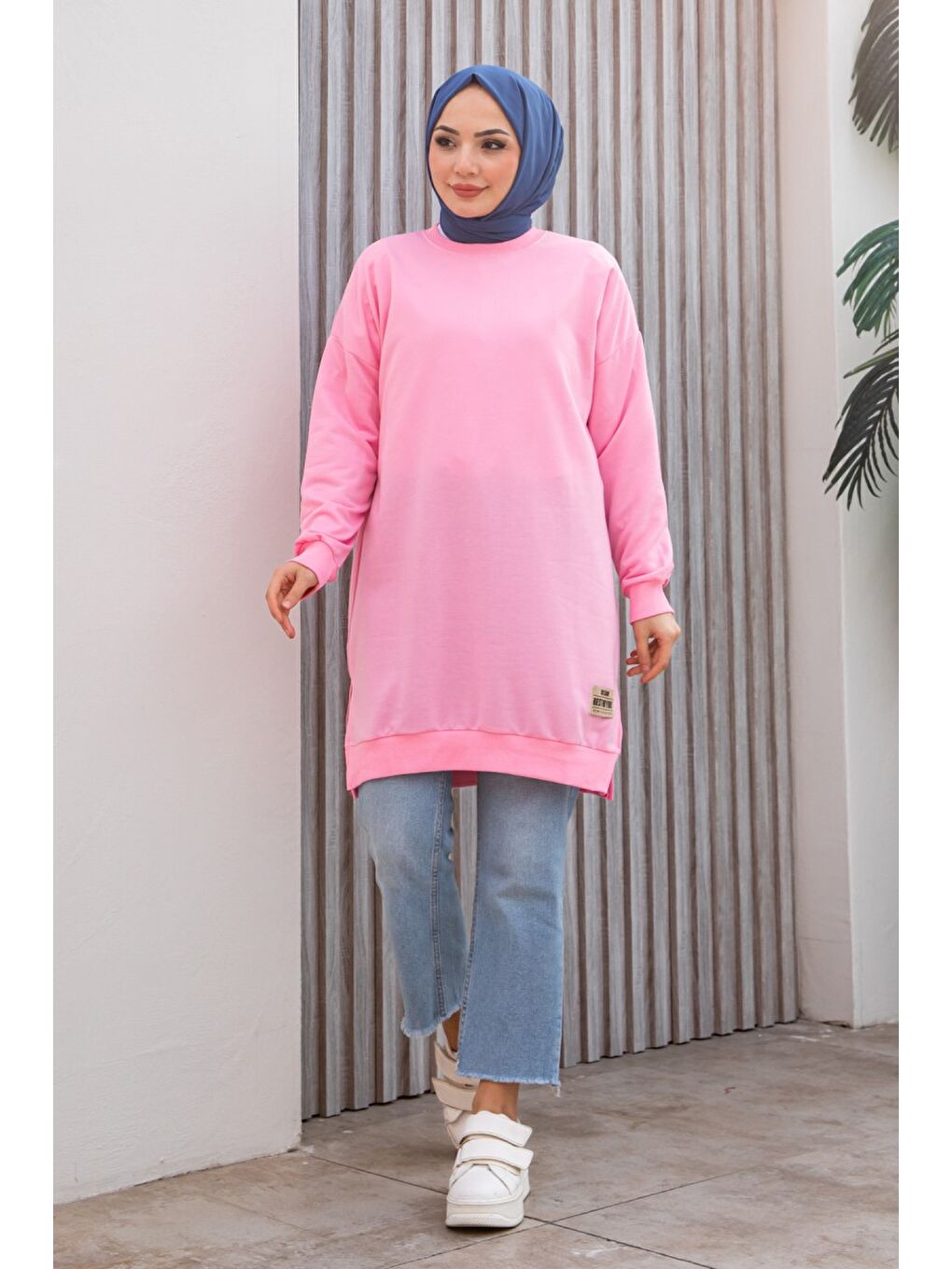 Armalı Yırtmaç Detaylı Vortex Tunik Pembe - 27952-PEMBE-2