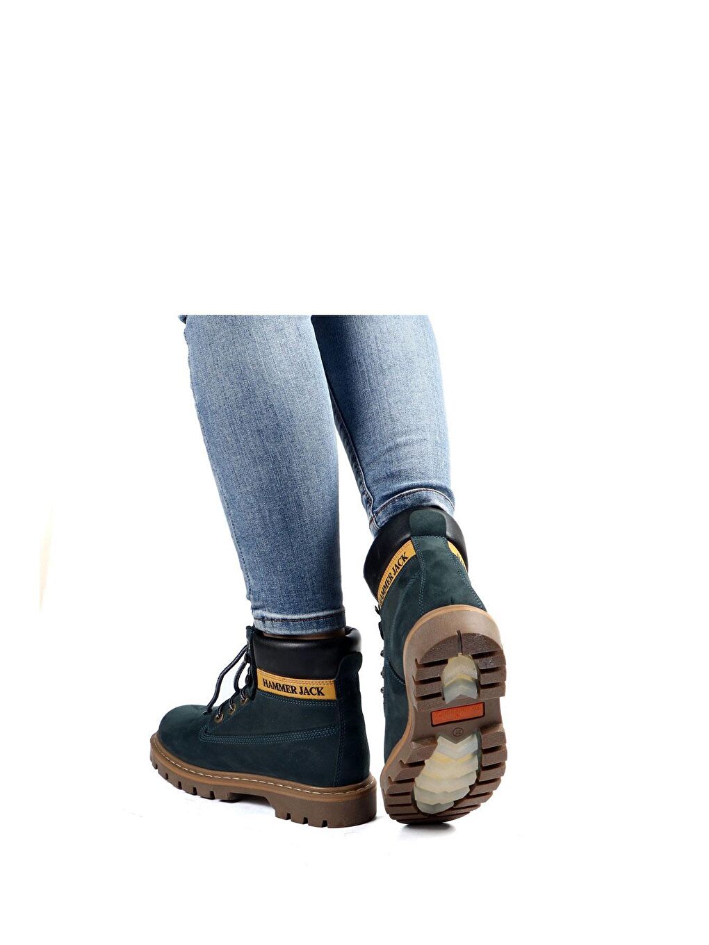 Hakiki Deri Mavi Nubuk Kadın Bot-5