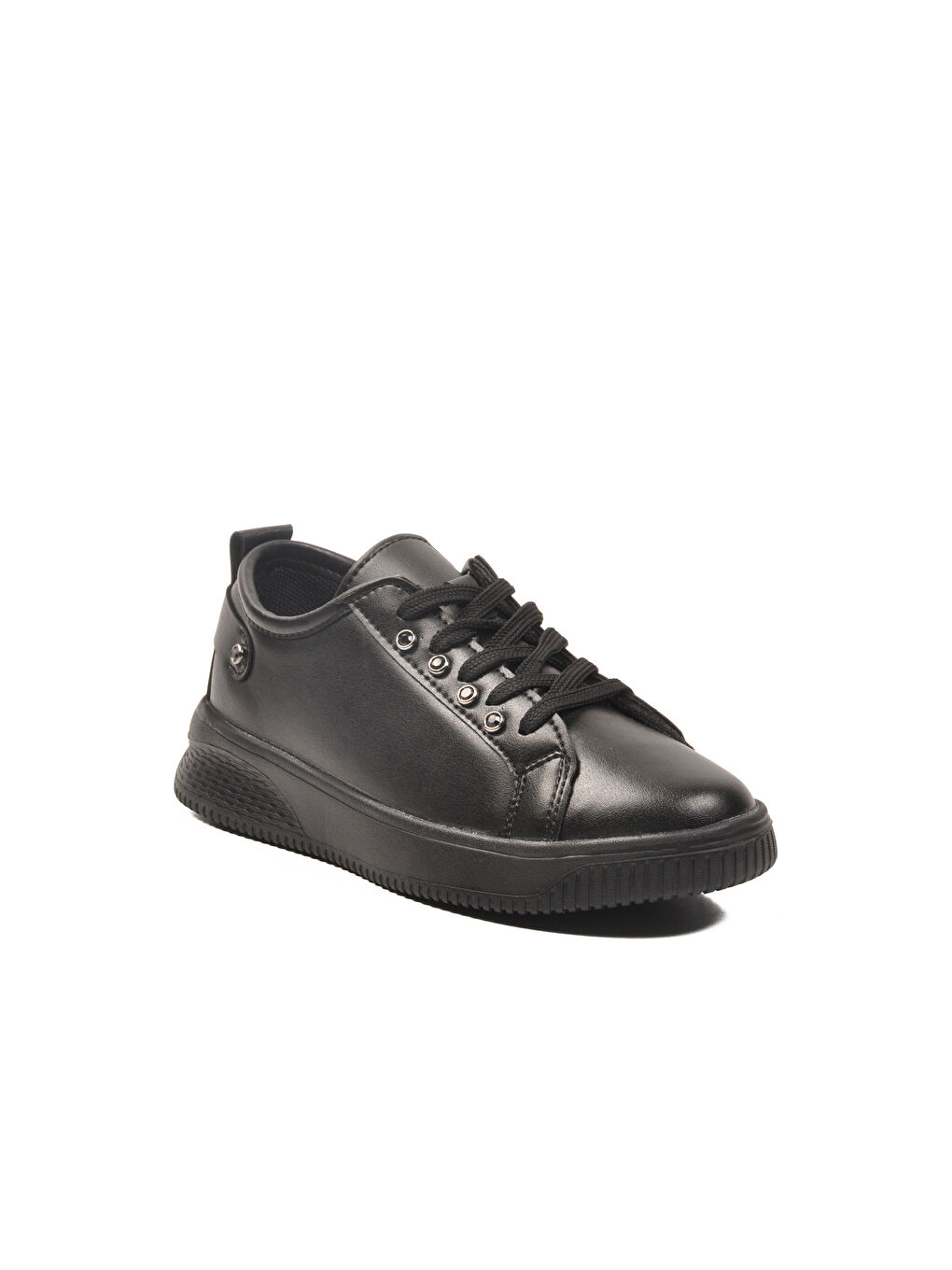 Siyah Bağcıklı Hafif Deri Kadın Spor Ayakkabı 201 G-2