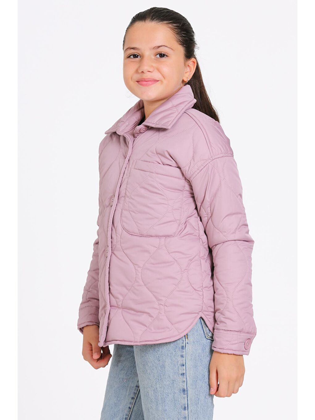 Pembe Kız Çocuk Gül Kurusu Kapitone Mevsimlik 7-12 Yaş Mont - 23242-2-2