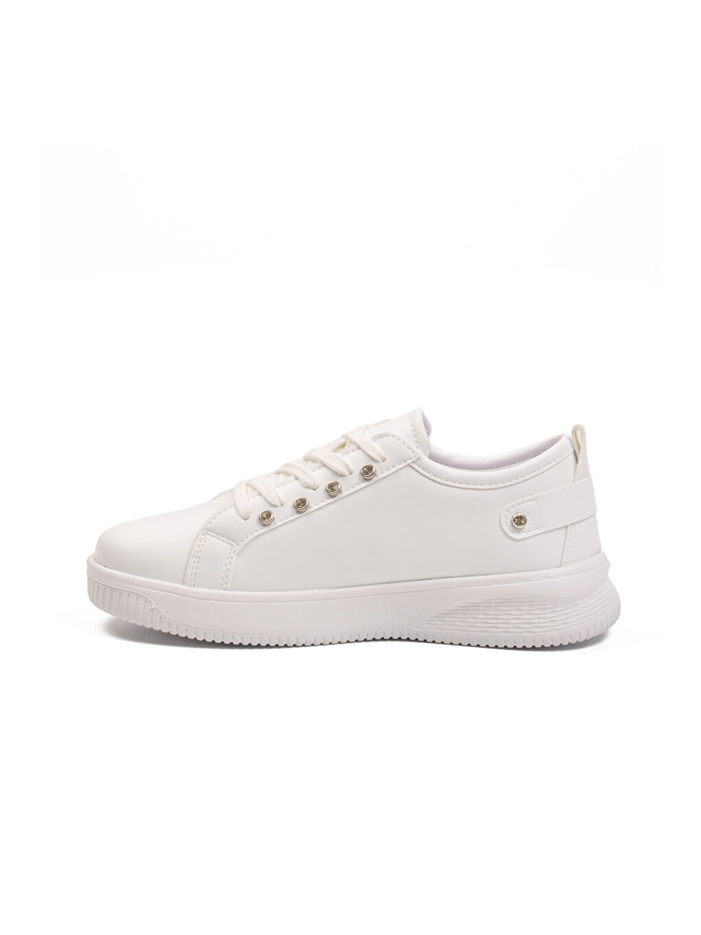 Beyaz Bağcıklı Hafif Deri Kadın Spor Ayakkabı 201 G-1