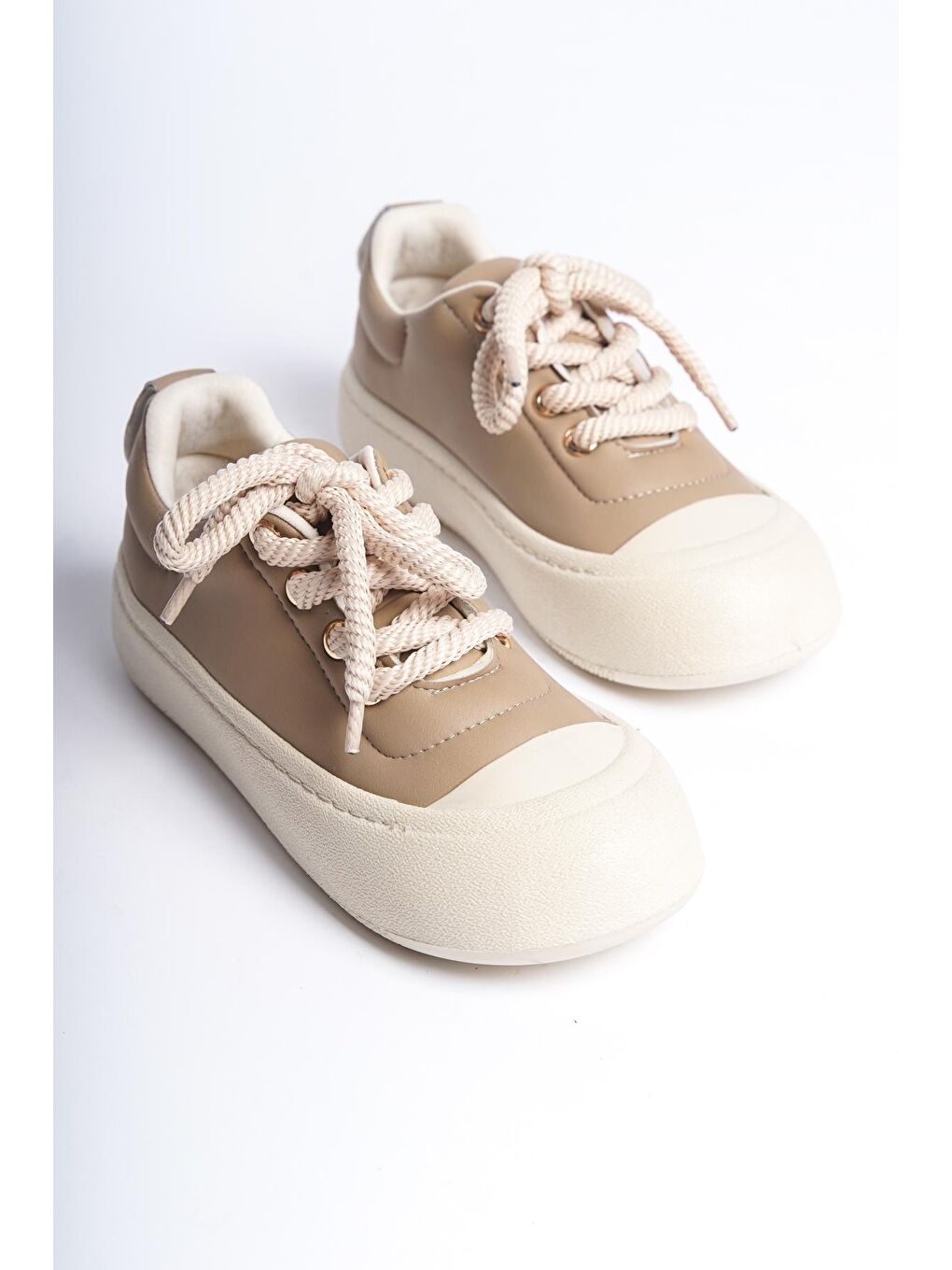 Bej D02025 Günlük Ortopedik Kadın Sneaker Spor Ayakkabı-2