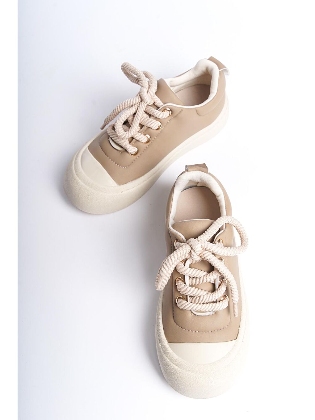 Bej D02025 Günlük Ortopedik Kadın Sneaker Spor Ayakkabı-3