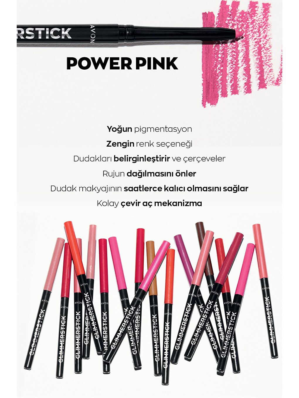 AVON Renksiz Glimmerstick Dudak Kalemi Power Pink - 1