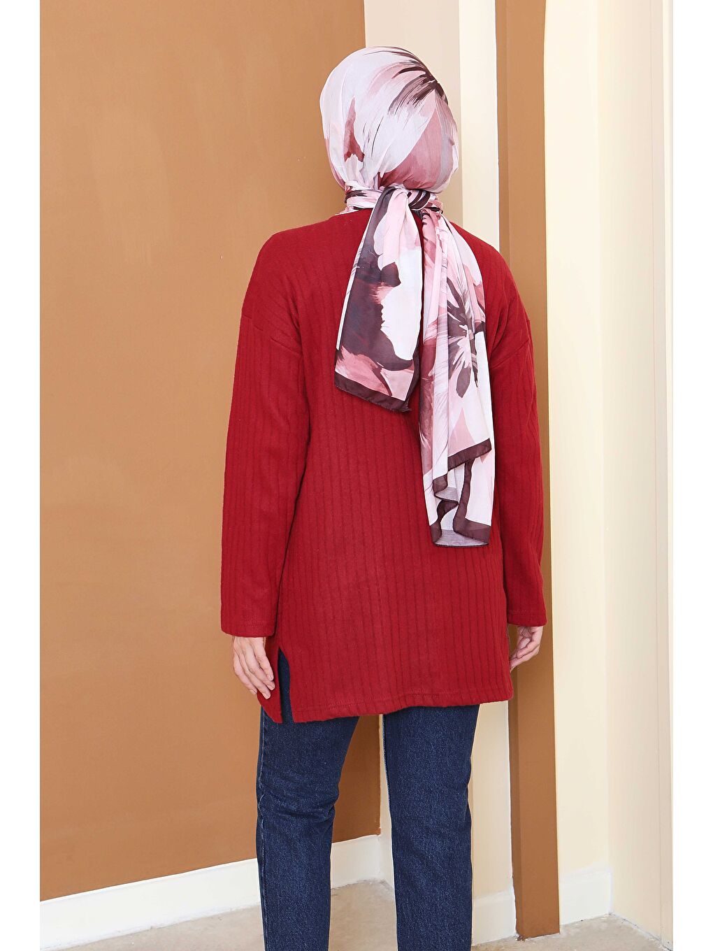 İnterlok Yırtmaçlı Tunik Bordo - 27803-BORDO-2