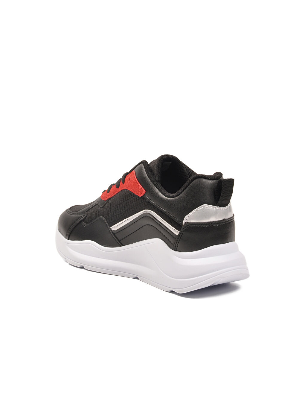 Siyah Bordo Kalın Taban Bağcıklı Kadın Spor Ayakkabı 051 G-3