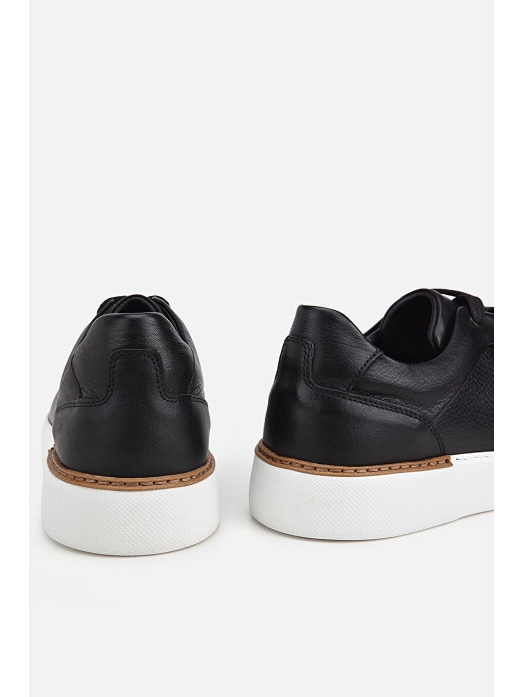 Erkek Siyah Bağcıklı Kalın Tabanlı Günlük Sneaker-5
